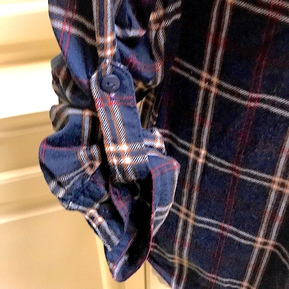 Passport by Buckle Blue Red & White Plaid Long Sleeve Button Up Shirt Sz Medium - Picture 6 of 7